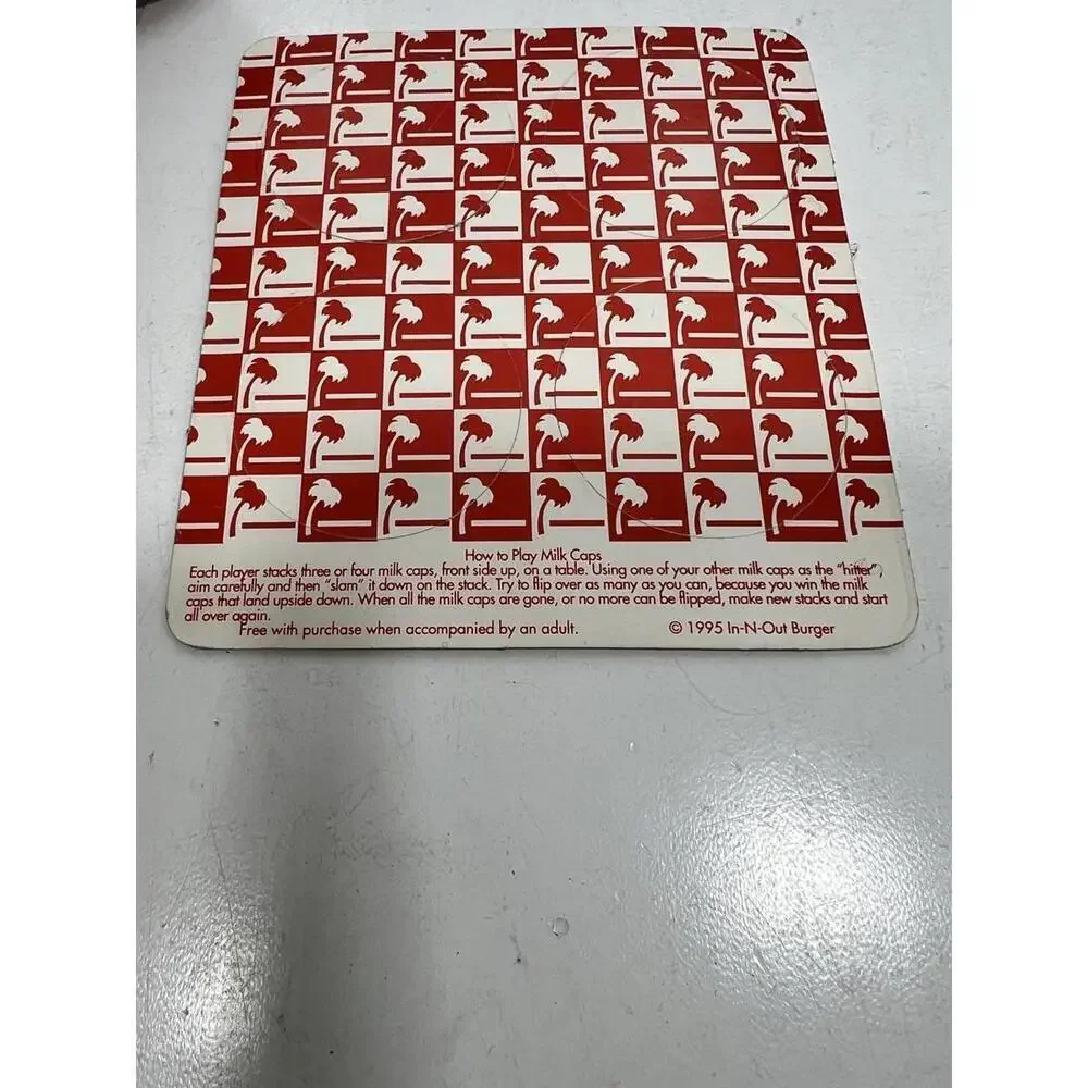 In-N-Out Collectible Milk Pogs Caps Vintage Set Of Four, 1995